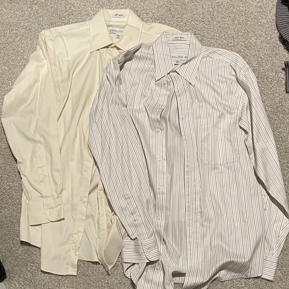 Joseph & Feiss Cream and Gray Striped Dress Shirts